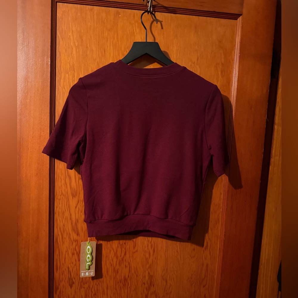 OGL Ruby Red Lyocell Wool Crewneck Brami with Banded Hem - Picture 5 of 5